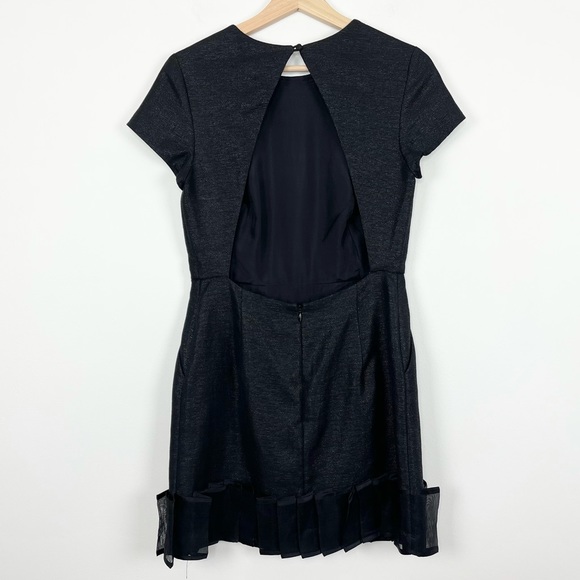 3.1 Phillip Lim Black Cut Out Back Ruffle Hem Shimmer Mini Dress | LBD | Size 4 - Picture 2 of 10